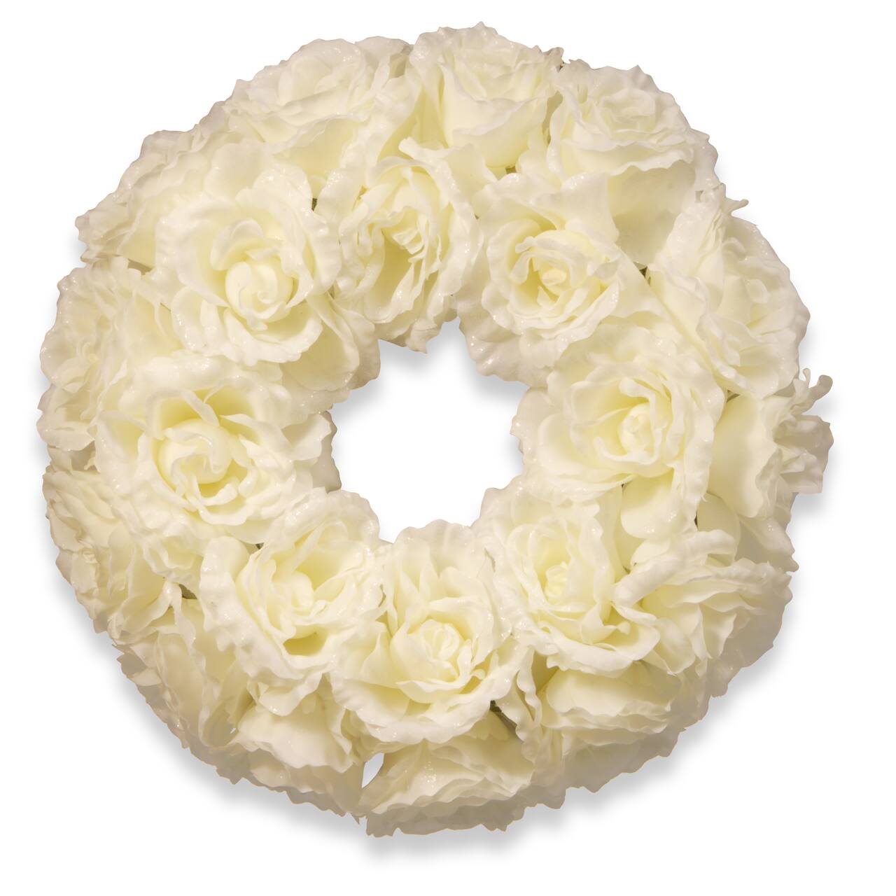 17" White Rose Wreath